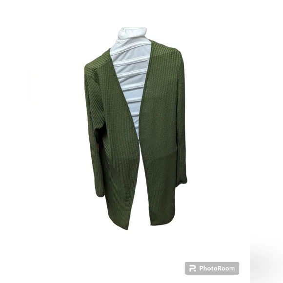 ☮️Army green long cardigan size large☮️ - Picture 1 of 4